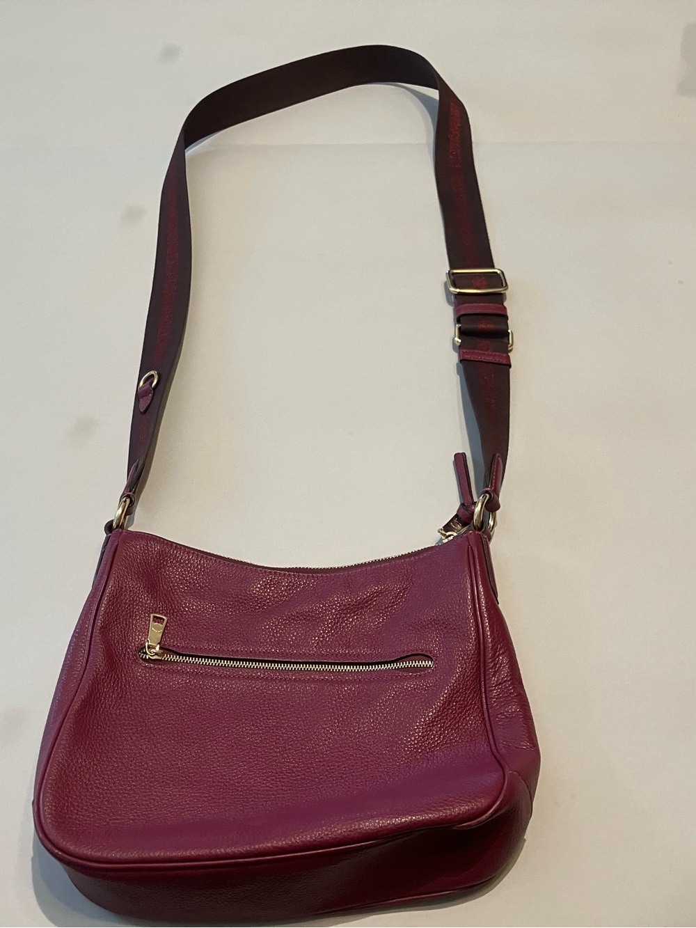 Coach Plum Leather Crossbody with Adjustable Strap